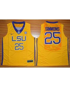 LSU Tigers #25 Ben Simmons Gold Basketball Stitched NCAA Jersey