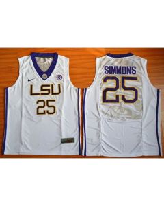 LSU Tigers #25 Ben Simmons White Basketball Stitched NCAA Jersey