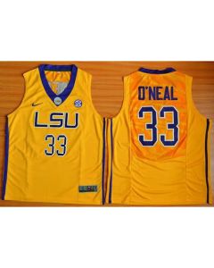 LSU Tigers #33 Shaquille O'Neal Gold Basketball Stitched NCAA Jersey