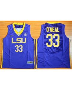 LSU Tigers #33 Shaquille O'Neal Purple Basketball Stitched NCAA Jersey