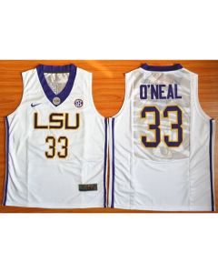 LSU Tigers #33 Shaquille O'Neal White Basketball Stitched NCAA Jersey
