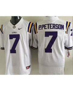 LSU Tigers #7 Patrick Peterson White Stitched NCAA Jersey