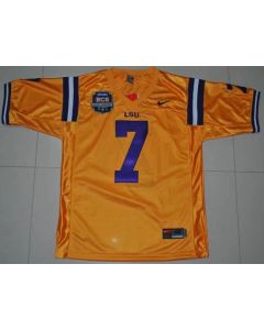 LSU Tigers #7 Tyrann Mathieu Gold 2012 BCS Championship Patch Stitched NCAA Jersey