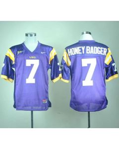 LSU Tigers #7 Tyrann Mathieu Purple Honey Badger Nick Name Stitched NCAA Jersey