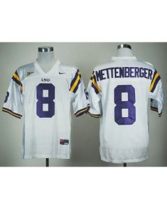 LSU Tigers #8 Zach Mettenberger White Stitched NCAA Jersey