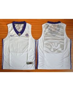 LSU Tigers Blank White Basketball Stitched NCAA Jersey