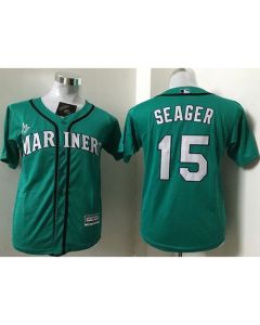 Mariners #15 Kyle Seager Green Cool Base Stitched Youth MLB Jersey