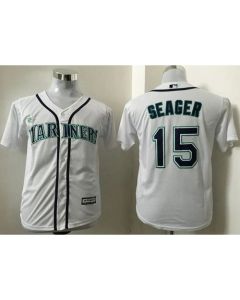 Mariners #15 Kyle Seager White Cool Base Stitched Youth MLB Jersey