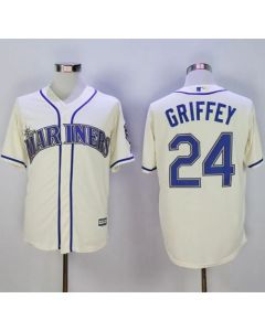 Mariners #24 Ken Griffey Cream New Cool Base2016 Hall Of Fame Patch Stitched MLB Jersey