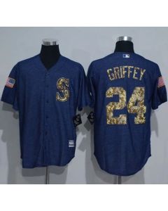 Mariners #24 Ken Griffey Denim Blue Salute to Service Stitched MLB Jersey
