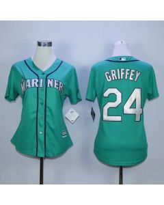 Mariners #24 Ken Griffey Green Alternate Women's Stitched MLB Jersey