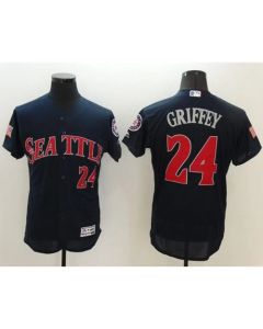Mariners #24 Ken Griffey Navy Blue Fashion Stars & Stripes Flexbase Authentic Stitched MLB Jersey