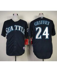 Mariners #24 Ken Griffey Stitched Navy Blue MLB Jersey