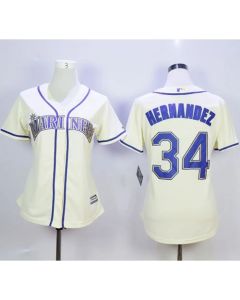 Mariners #34 Felix Hernandez Cream Alternate Women's Stitched MLB Jersey