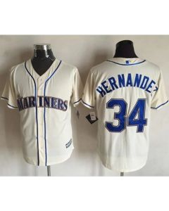 Mariners #34 Felix Hernandez Cream New Cool Base Stitched MLB Jersey