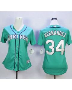 Mariners #34 Felix Hernandez Green Alternate Women's Stitched MLB Jersey