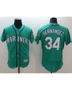 Mariners #34 Felix Hernandez Green Flexbase Authentic Collection Stitched MLB Jersey