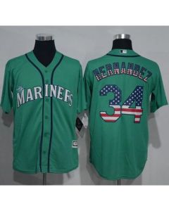 Mariners #34 Felix Hernandez Green USA Flag Fashion Stitched MLB Jersey