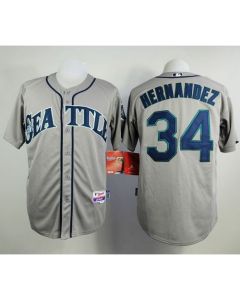 Mariners #34 Felix Hernandez Grey Cool Base Stitched MLB Jersey