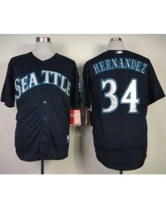 Mariners #34 Felix Hernandez Navy Blue Cool Base Stitched MLB Jersey