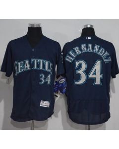 Mariners #34 Felix Hernandez Navy Blue Flexbase Authentic Collection Stitched MLB Jersey