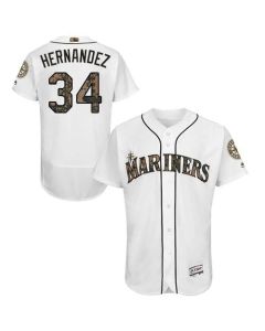 Mariners #34 Felix Hernandez White Flexbase Authentic Collection 2016 Memorial Day Stitched MLB Jersey