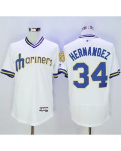 Mariners #34 Felix Hernandez White Flexbase Authentic Collection Cooperstown Stitched MLB Jersey