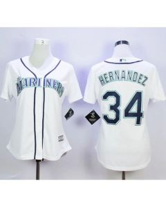 Mariners #34 Felix Hernandez White Home Women's Stitched MLB Jersey