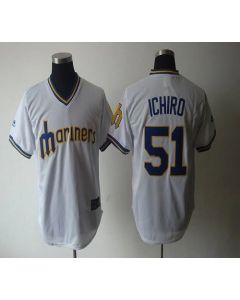 Mariners #51 ichiro Suzuki White Cooperstown Throwback Stitched MLB Jersey