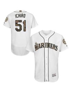 Mariners #51 ichiro Suzuki White Flexbase Authentic Collection 2016 Memorial Day Stitched MLB Jersey