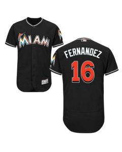 marlins #16 Jose Fernandez Black Flexbase Authentic Collection Stitched MLB Jersey