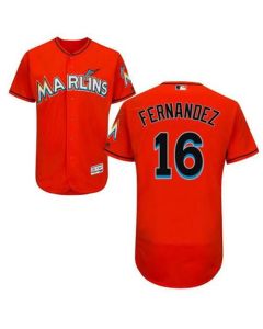 marlins #16 Jose Fernandez Orange Flexbase Authentic Collection Stitched MLB Jersey