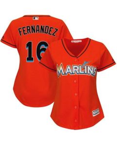 Marlins #16 Jose Fernandez Orange Women's Alternate Stitched MLB Jersey