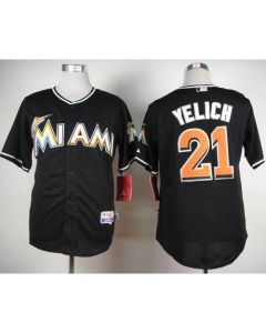 marlins #21 Christian Yelich Black Cool Base Stitched MLB Jersey