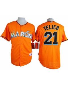 marlins #21 Christian Yelich Orange Cool Base Stitched MLB Jersey