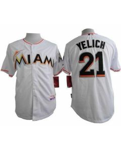 marlins #21 Christian Yelich White Cool Base Stitched MLB Jersey