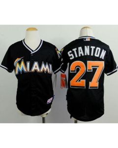Marlins #27 Giancarlo Stanton Black Cool Base Stitched Youth MLB Jersey