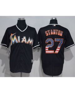 marlins #27 Giancarlo Stanton Black USA Flag Fashion Stitched MLB Jersey
