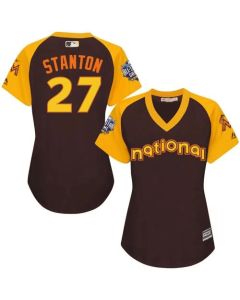 Marlins #27 Giancarlo Stanton Brown 2016 All-Star National League Women's Stitched MLB Jersey