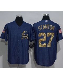 marlins #27 Giancarlo Stanton Denim Blue Salute to Service Stitched MLB Jersey