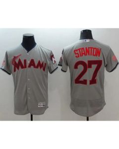 marlins #27 Giancarlo Stanton Grey Fashion Stars & Stripes Flexbase Authentic Stitched MLB Jersey