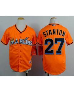 Marlins #27 Giancarlo Stanton Orange Cool Base Stitched Youth MLB Jersey