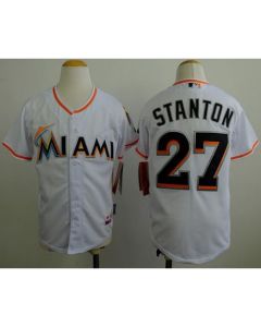 Marlins #27 Giancarlo Stanton White Cool Base Stitched Youth MLB Jersey
