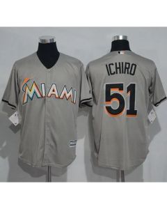 marlins #51 ichiro Suzuki Grey New Cool Base Stitched MLB Jersey