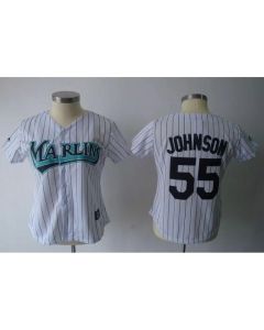 Marlins #55 Josh Johnson White Women's Fashion Stitched MLB Jersey