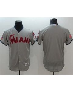 marlins Blank Grey Fashion Stars & Stripes Flexbase Authentic Stitched MLB Jersey