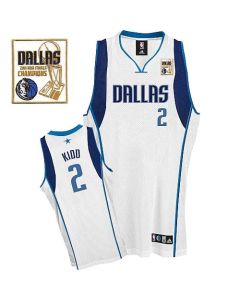 Mavericks 2011 Champion Patch #2 Jason Kidd White Stitched NBA Jersey
