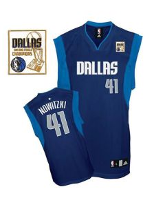 Mavericks 2011 Champion Patch #41 Dirk Nowitzki Blue Stitched NBA Jersey