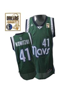 Mavericks 2011 Champion Patch #41 Dirk Nowitzki Revolution 30 Green Stitched NBA Jersey