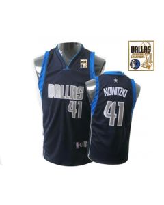 Mavericks 2011 Champions Patch #41 Dirk Nowitzki Dark Blue Stitched Youth NBA Jersey